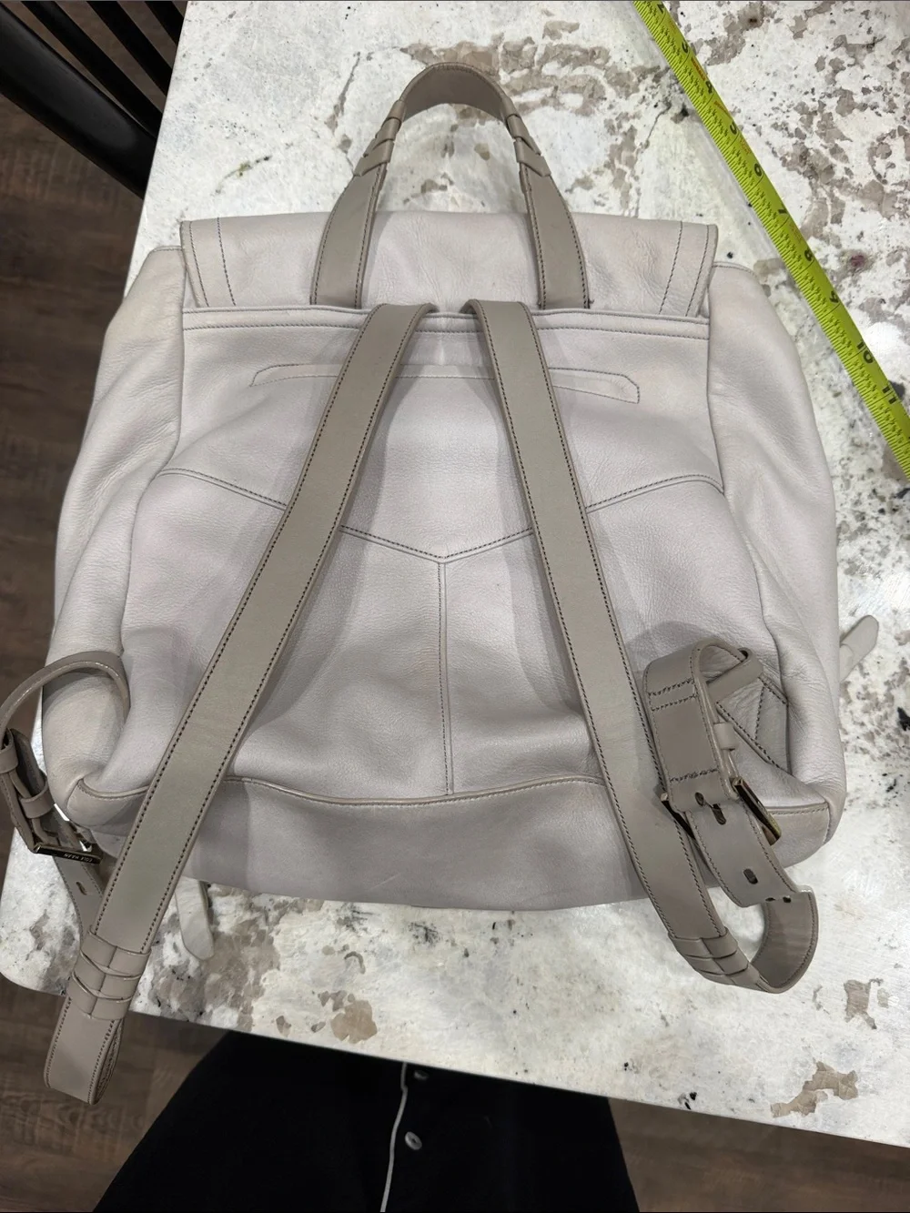 Cole Haan Light greyLeather Backpack with Braided Accents